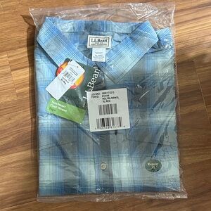 L.L. Bean Men's Light Blue Checkered Shirt